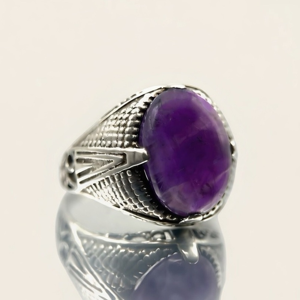 Natural Amethyst 925 Sterling Silver Ring